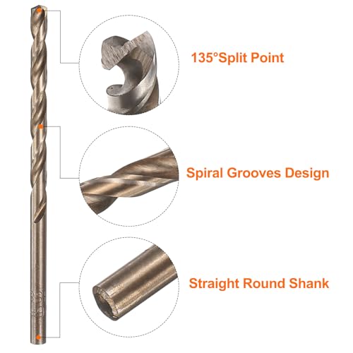 HARFINGTON 12pcs Cobalt Drill Bit, #26 0.147" HSS-CO Aircraft Twist Drill Bit with Straight Round Shank for Drilling Stainless Steel Cast Iron Tough Material - size: #26 0.147"