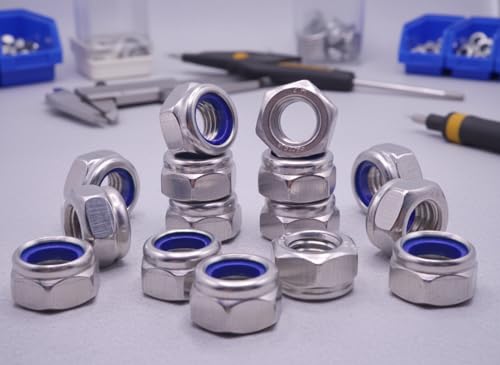 M5 x 0.8mm Metric Nylon Insert Lock Nuts (100pcs) DIN 985 Locknuts 304 Stainless Steel Hex Nylock Nuts Reusable Anti-Loose Corrosion-Resistant for DIY Home Automotive Industrial - size: M5 x 0.8mm 100pcs