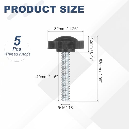 uxcell 5Pcs 5/16"-18 Star Knobs 1.6" Threaded Stud Male Clamping Knob - size: 5/16"-18, 1.6"