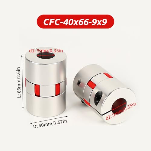 9mm to 9mm Plum Flexible Shaft Coupling, Diameter 40mm Length 66mm Aluminium Motor Connector Flexible Spider Coupler for 3D Printer CNC Machine Servo Stepped Motor - size: CFC-40x66-9x9, style: coupling