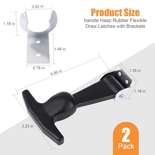 Rubber Bonnet Latch Flexible T-Handle Hasp with Brackets