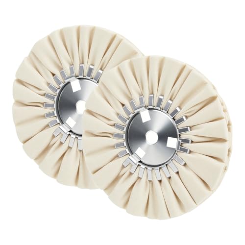 8" White Airway Buffing Wheel, 5/8" Arbor, 16-Ply Fine Polishing Wheel for Angle Grinder, Final Polishing for Aluminum & Metal, Removes Micro-Haze, High Gloss Mirror Finish, 2 PCS - color: Fine 2pcs, size: 16plys