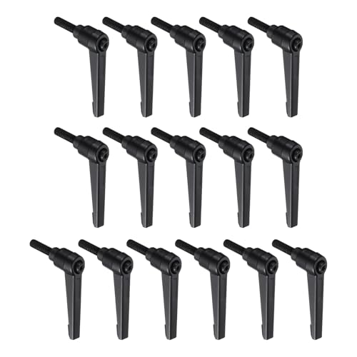 uxcell 16pcs Lever Adjustable Handles M6 x 20mm Metric Male Thread, Level Clamping Handle Hand Stud Knobs Rotating Screw Handles Bolts with Locking Lever, Black - size: M6 x 20mm