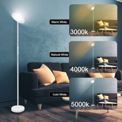 JOOFO LED Torchiere Floor Lamp with Remote, Stepless Dimmable Pearl White - color: Pearl White