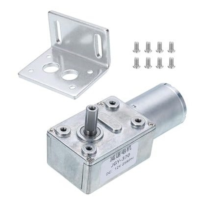 MECCANIXITY DC 12V High Torque Turbine Worm Geared Motor with 6mm Shaft 25RPM Geared Motor Gear Box Reduction Motor for Boat, Car, Fan, Home Appliance - style: 25 RPM