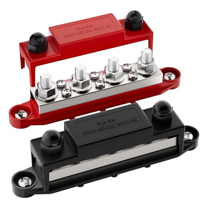 RVBOATPAT 400A Power Distribution Block 12V Bus Bar 4 x 3/8" (M10) Terminal Studs and 6 x #10 Terminal Screws 12 Volt Marine Bus Bar Positive & Negative for Boat Automotive Solar System - style: 400A 4x3/8"(M10) Studs+6 x #10 Screws