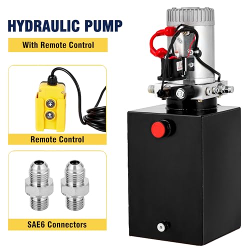 Hydraulic Power Unit 12 Quart Hydraulic Pump 12V Dump Trailer Pump Single Acting Hydraulic Power Pack 3200 PSI Electric Hydraulic Pump with Steel Reservoir for Car Lift