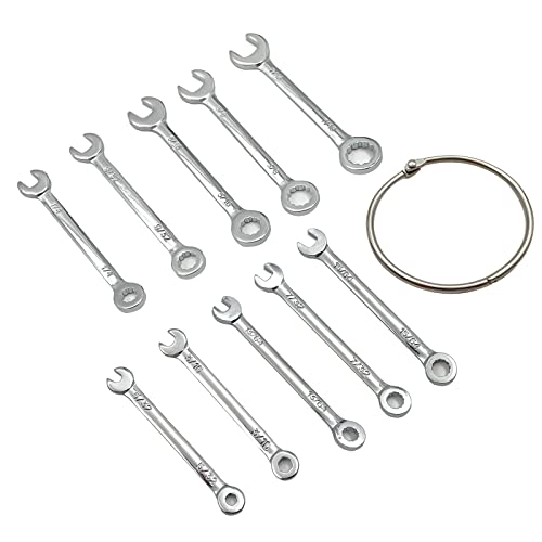 20pcs Mini Wrench Set Open End Wrench Ignition Wrench Sets With Chain Ring British/Metric Type Wrenches (Metric + British) - size: Metric + British