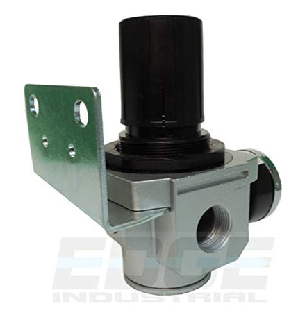 HEAVY DUTY IN-LINE COMPRESSED AIR PRESSURE REGULATOR FOR AIR COMPRESSOR, 7 TO 215 PSI ADJUSTABLE, HIGH FLOW RATE, WALL BRACKET AND GAUGE INCLUDED (1/2" NPT, 170 CFM) - style: 1/2" NPT, 170 CFM