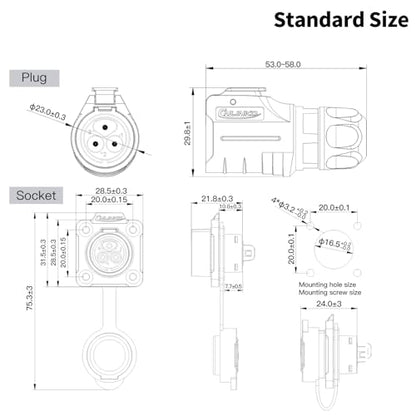 CNLINKO LP-16 IP68 Industrial Waterproof Connector Quick Plug Circular Connector PBT Plastic Shell Aviation Connector M16 2-9 Pin Flange Socket (3 Pin) - size: 3 Pin, style: 4-Hole Set/Plug without Cable