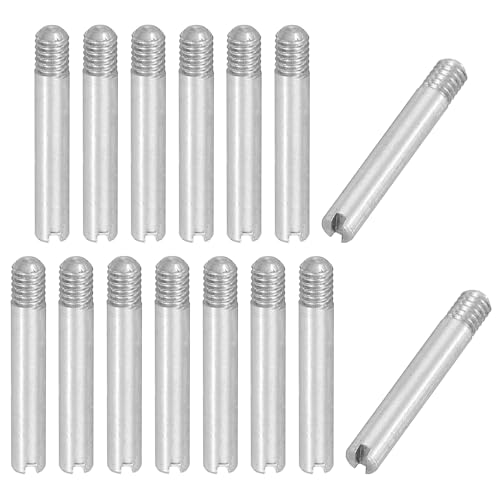 PATIKIL M2.5 x 16mm Slotted Cylindrical Pin, 15 Pcs 304 Stainless Steel Dowel External Thread Slotted Pin Screw for Home Furniture Cabinet Improvement, Silver Tone - size: M2.5 x 16mm