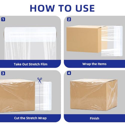 6 Pack Shrink Wrap Roll, 18 inch Wide Total 3546ft Industrial Stretch Film - color: Clear