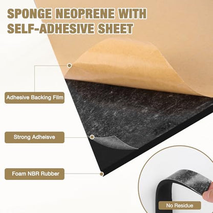 LSGCQ Sponge Neoprene Foam Padding Self Adhesive Foam Sheets, Black - color: Black, size: 12" Wide x 1/8" Thick x 118" Long