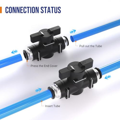 3/8 Push To Connect Valve,Shut Off Air Flow Control Fittings - color: Black BUC, size: 3/8"OD