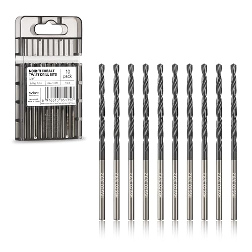 toolant 3/32" Cobalt Drill Bit Set TiAlN Coated, 10Pcs - size: 3/32 in (10pcs)
