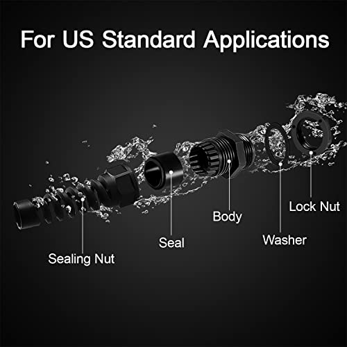LeMotech 5Pcs NPT 3/4" IP68 Waterproof Cable Gland Flex Spiral Strain Relief Black Nylon Joint with Gaskets for 13-18mm Wire Thread - color: Black, size: NPT 3/4" (5-Pack)