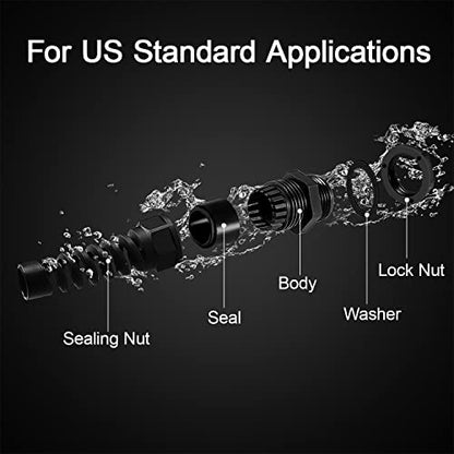 LeMotech 5Pcs NPT 3/4" IP68 Waterproof Cable Gland Flex Spiral Strain Relief Black Nylon Joint with Gaskets for 13-18mm Wire Thread - color: Black, size: NPT 3/4" (5-Pack)