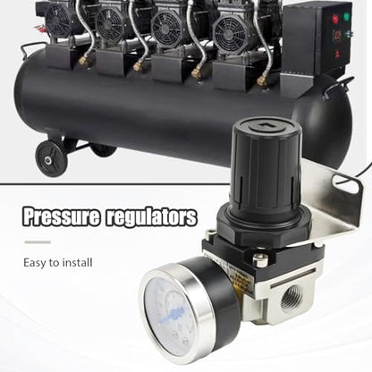Low Pressure Air Regulator, Air Compressor Pressure Regulator With Bracket and Gauge Female Thread 1/4 NPT Adjustable AR2000-N02 (0-40 PSI), Replace for Pneumatic Cylinder Badger Airbrush