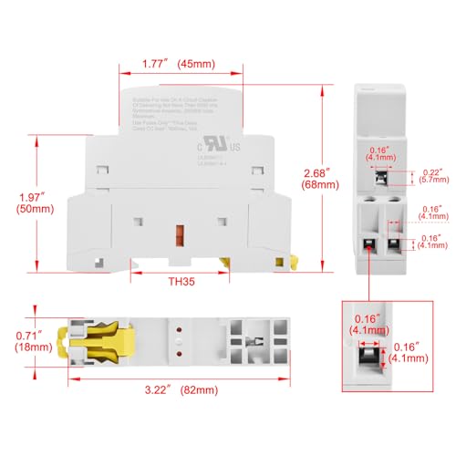 Heschen 25A 2 Pole Modular AC Contactor BMC7-25U, 220V AC/DC Coil