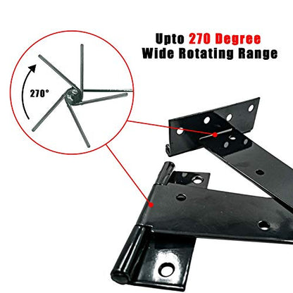 HLMOptimo Heavy Duty T Hinge Tee T Strap Shed Gate Barn Fence Door Hinge Wrought Rustproof All Size Black (2 pcs, 4 inch) - size: 4 Inch, style: 2 pcs