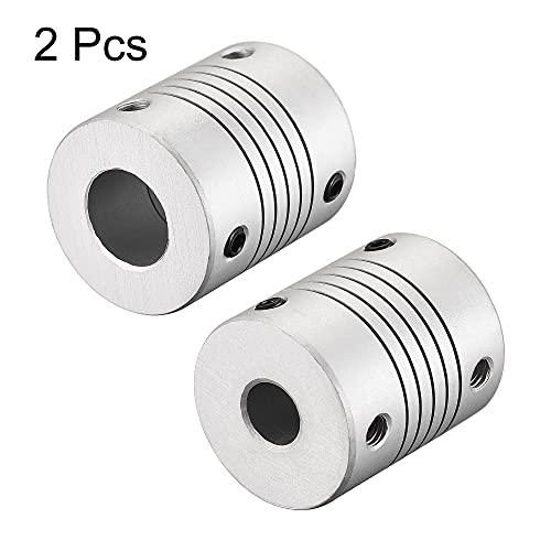 uxcell 12mm to 8mm Aluminum Alloy Shaft Coupling Flexible Coupler Motor Connector Joint L30xD25 Silver 2Pcs - size: 12mm to 8mm
