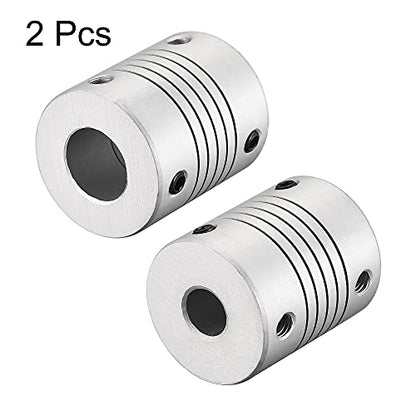 uxcell 12mm to 8mm Aluminum Alloy Shaft Coupling Flexible Coupler Motor Connector Joint L30xD25 Silver 2Pcs - size: 12mm to 8mm