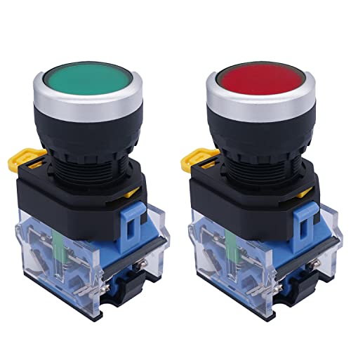 TWTADE/Red Green Momentary Switch, Red Mushroom Emergency Stop Latching Push Button Switch,3 Positions 2NO Latching Select Selector Switch Station Box hz-11ZS-20X-GR - color: White 4 style switch with Box(Select), size: 1NO 1NC