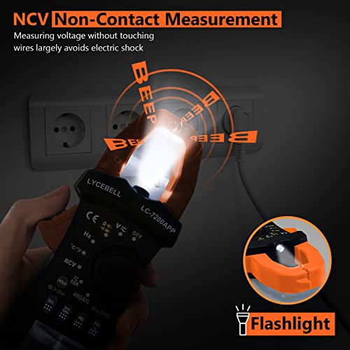 6000 Counts Clamp Meter & Bluetooth APP, Digital AC DC Volt Current Meter