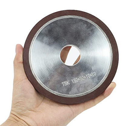 6 Inch 150 Grit Flat Resin Bonded Diamond Grinding Wheel for Carbide Metal,Concentration 75%,Thickness: 10mm,1 Pack