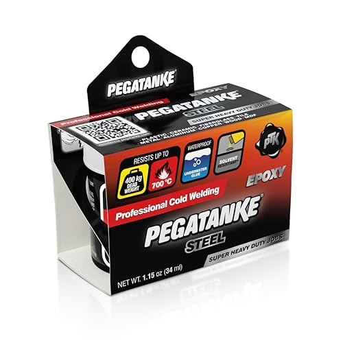 PEGATANKE - Steel 2 Part Epoxy Resin | Professional Cold Weld Adhesive | High Strength Liquid Metal Glue | General Repair & Plastic | High Temperature Epoxy for Cold Welding Waterproof Bonds (1.15 oz)