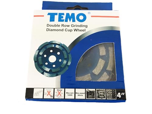 TEMO 4" Diamond Two Row Segment Grinding Wheel Disc for Marble Tile