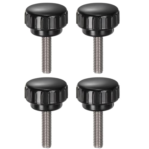 uxcell 4pcs Knurled Clamping Knobs M6 x 25mm Metric 304 Stainless Steel Male Thread Thumb Screw on Type 25mm Plastic Round Head Threaded Hand Bolt Stud Knobs Black - size: M6 x 25mm x 25mm