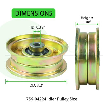 2 Pack 756-04224 Idler Pulley for Cub Cadet LT1050 LT1042 Decks - color: A09 2x756-04224