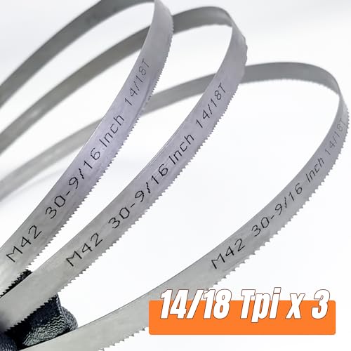 Bandsaw Blades for Milwaukee M12 Fuel Bandsaw, 30-9/16" x 1/2" x 0.02", Bi-Metal M42, 14/18 TPI Portable Band Saw Blades, 3 Pcs - size: 3 pcs 14/18 tpi