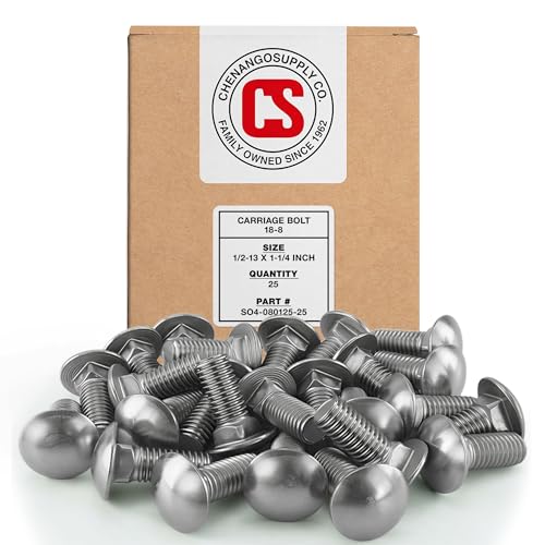 Chenango Supply 1/2-13 x 1-1/4" Stainless Carriage Bolts - size: 1/2-13 x 1-1/4"