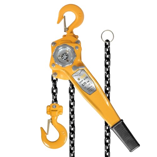 YELLOW JACKET 3/4 Ton Manual Lever Chain Hoist, G80 Galvanized Carbon Steel with Weston Double-Pawl Brake, Chain Come Along and Safety Measures for Chain Fall - size: 3/4 Ton 5FT