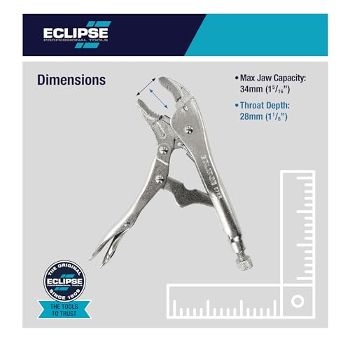 Eclipse Professional Tools E7WR 7 Inch Curved Jaw Locking Pliers with Wire Cutters (7" / 175mm) - size: 7-Inch