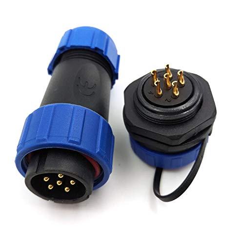 SP21 2Pin-12Pin Panel Mount Waterproof Connector Cable Glands Cap IP67,Bulkhead Connector Plug and Socket (6Pin) - size: 6Pin