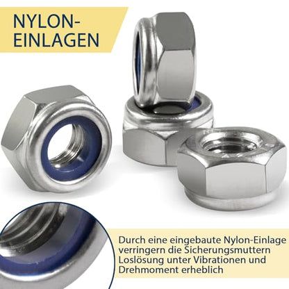 M4-0.7 Lock Nut, 240Pcs Stainless Steel Nylock Insert Locking Nut - size: M4-0.7, 240 Pack