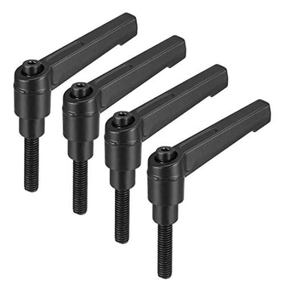 uxcell M6 x 25mm Handle Adjustable Clamping Lever Thread Push Button Ratchet Male Threaded Stud Knobs Locking Rotating Screw Handles Quick Release Bolt Black 4pcs - size: M6 x 25mm