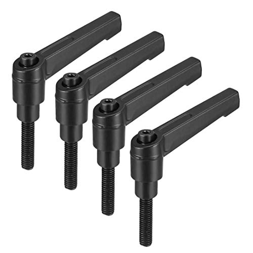 uxcell M6 x 25mm Handle Adjustable Clamping Lever Thread Push Button Ratchet Male Threaded Stud Knobs Locking Rotating Screw Handles Quick Release Bolt Black 4pcs - size: M6 x 25mm