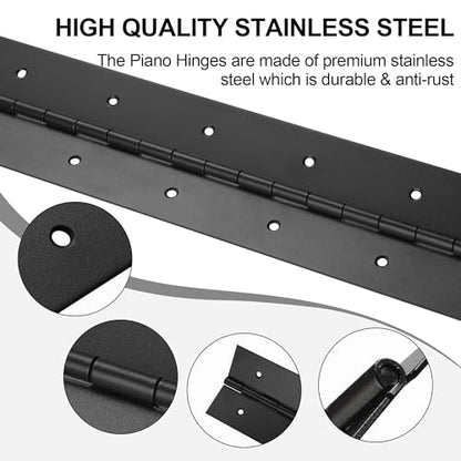 2 Pcs Heavy Duty Piano Hinge 36 Inch x 3 Inch Width, True 0.060'' Thick Stainless Steel Black Piano Hinge for Heavy Duty Cabinet, Door, Toolbox, Wooden Box, Metal Plate, Furniture, Industrial Project - size: 36 Inch (2PCS)