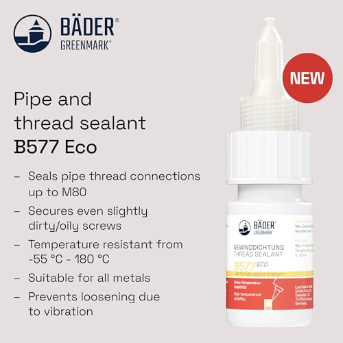 Thread Sealant B577Eco Medium Strength Yellow 10ml Bottle - High Temp Gasket Sealant, Fluorescent - Works on All Metals and Threads, for Large Threads - Made in Germany