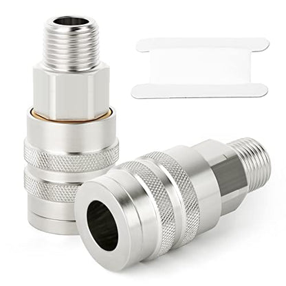 GASHER 2PCS 1/2-Inch Male Industrial Coupler, 1/2 Basic Flow Quick Connect Air Coupler - size: 1/2" MNPT x 1/2" Flow