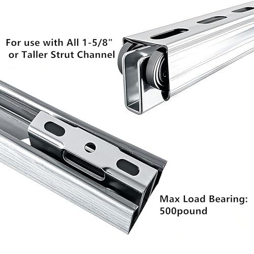 4 Wheel Trolley Assembly Rollers, Upgraded Load & Stable Silent Roller Trolley Compatible with 1-5/8" Wide and Taller Strut Channel, P1000/ P5000 Series (Silver 4 Pack) - color: Silver 4 pack