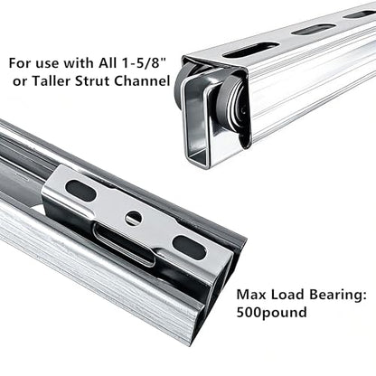 4 Wheel Trolley Assembly Rollers, Upgraded Load & Stable Silent Roller Trolley Compatible with 1-5/8" Wide and Taller Strut Channel, P1000/ P5000 Series (Silver 4 Pack) - color: Silver 4 pack