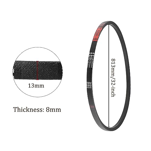 2pcs A-813Li/A32 Drive V-Belt - [13mm Width x 8mm Height] A-Section Rubber Drive Belt Wrapped for Transmission Use, 813mm Inside Circumference