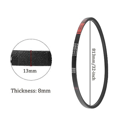 2pcs A-813Li/A32 Drive V-Belt - [13mm Width x 8mm Height] A-Section Rubber Drive Belt Wrapped for Transmission Use, 813mm Inside Circumference
