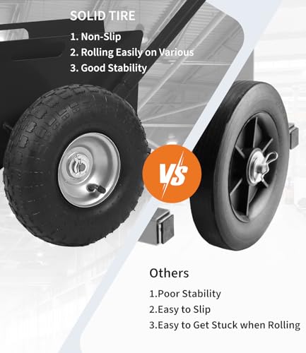 Garvee Panel Dolly with Extended Handle, 660 LBS Capacity, Heavy Duty Drywall Cart with 10" Solid Rubber Wheels, Panel Cart for Sheetrock Plywood & Doors Transport - color: Black