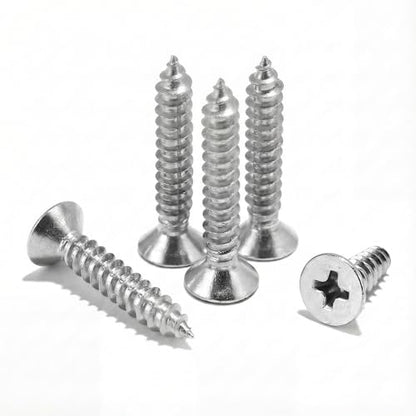 #6 x 1-1/4 inch Flat Head Wood Screws, 304 Stainless Steel Phillips Drywall Screws and Tapping Screws, High Hardness Screws for Drywall, Sheetrock, Wood (100 pcs) - size: #6 x 1-1/4"